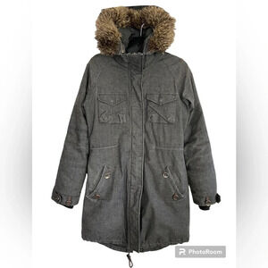 Community Aritzia Down Parka Faux Fur Hood Grey Small
